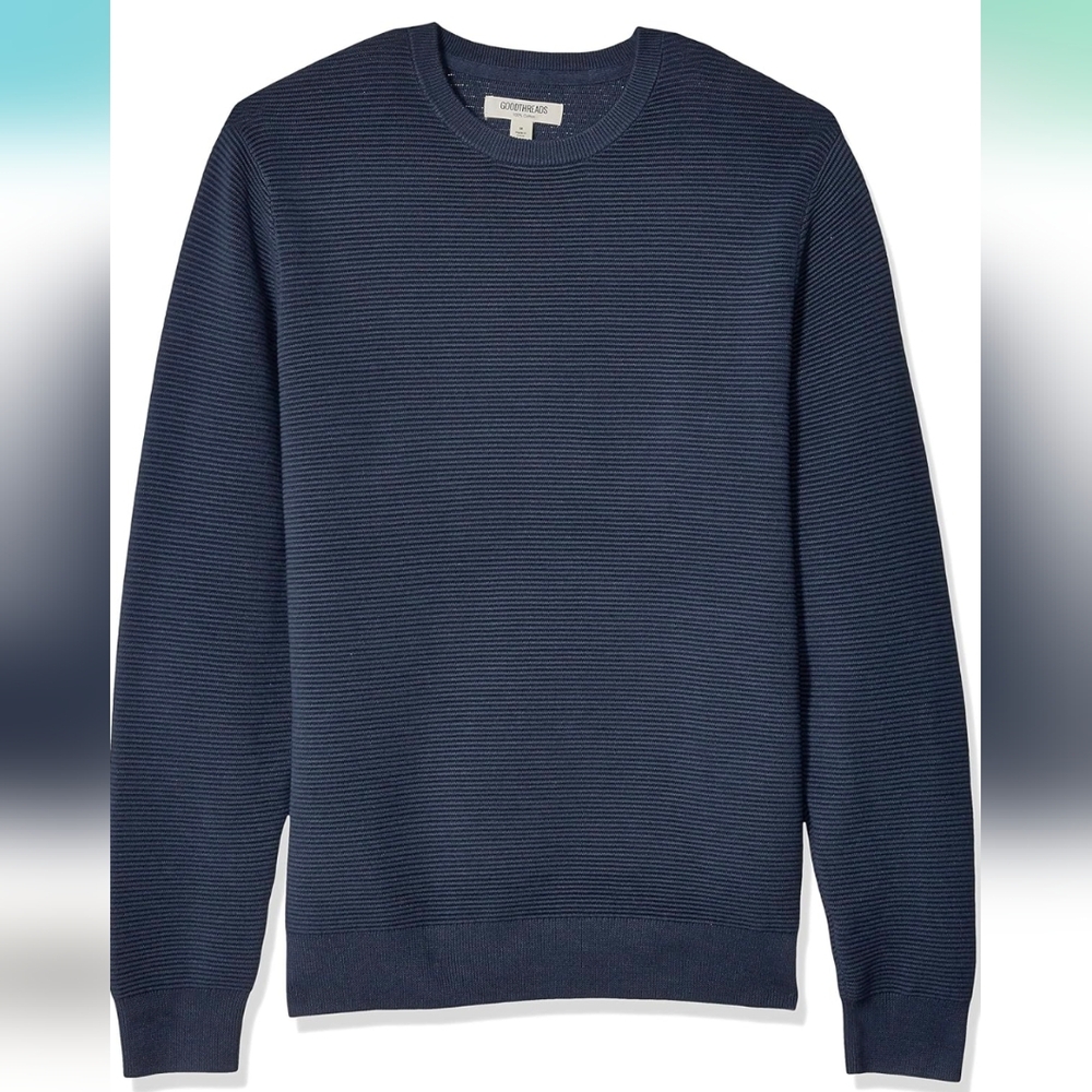 Goodthreads Men's Soft Cotton Ottoman Stitch Crewneck Sweater